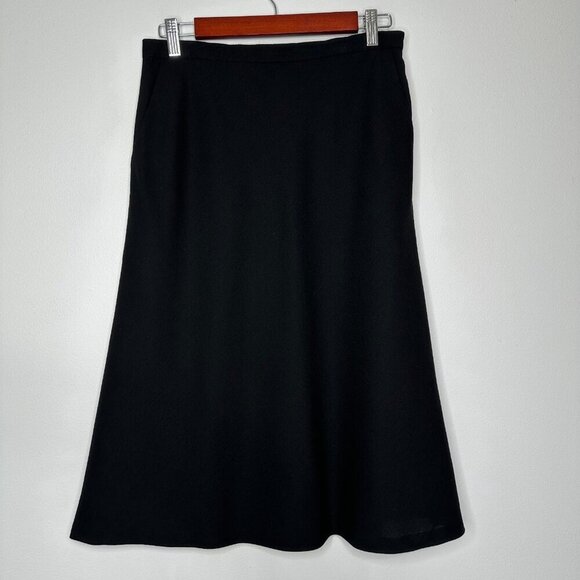 Lauren Ralph Lauren Dresses & Skirts - Vintage Ralph Lauren Knee Length Skirt Sz 10‎ Black A-Line Worsted Wool